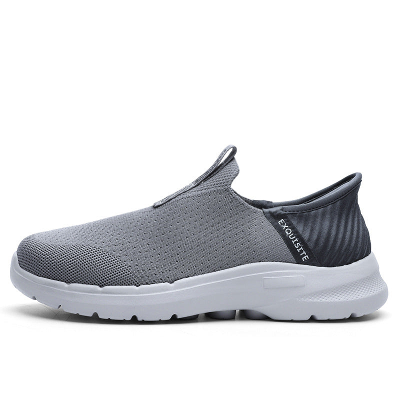 【】 Large size canvas shoes men breathable flying weaving shoes a slip-on thick soled old Beijing cloth shoes