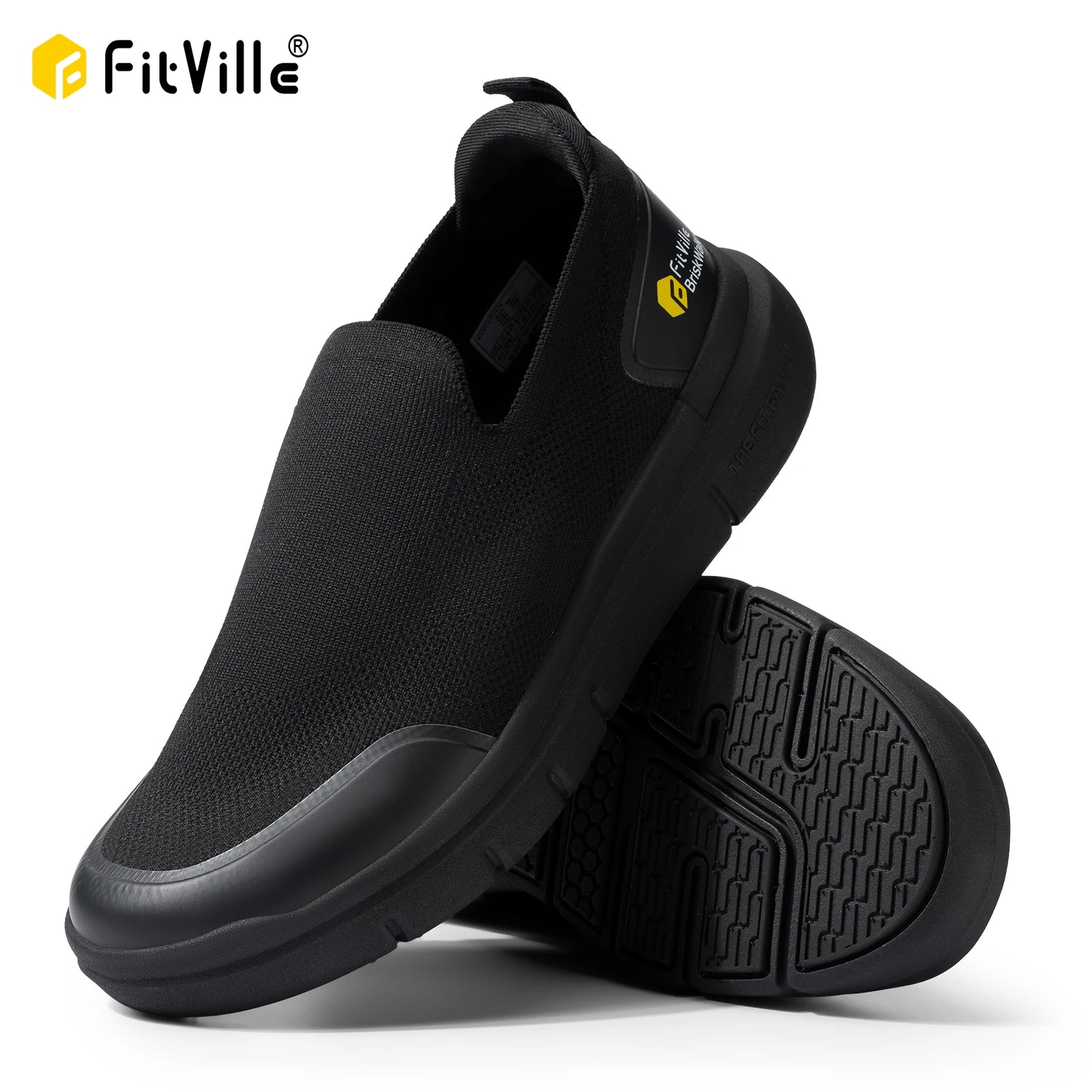 FitVille Men‘s Walking Shoes Extra Wide Plantar Fasciitis Shoes Lightweight for Swollen Feet Orthopedic Foot Pain Relief